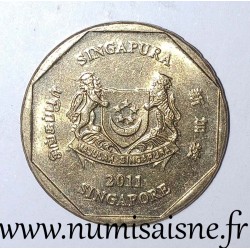 SINGAPORE - KM 103 - 1 DOLLAR 2011 - Madagascar periwinkle