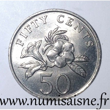 SINGAPORE - KM 53 - 50 CENTS 1986 - Yellow allamanda