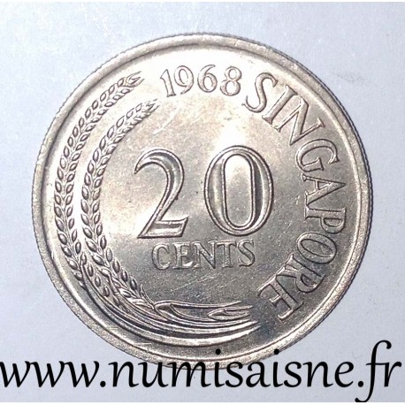 SINGAPORE - KM 4 - 20 CENTS 1968 - Swordfish SINGAPORE - KM 4 - 20 CENTS 1968 - Swordfish