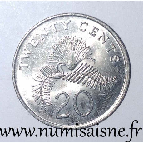 SINGAPORE - KM 52 - 20 CENTS 1985 - Calliandra