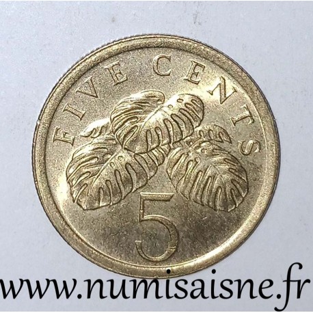 SINGAPORE - KM 50 - 5 CENTS 1987 - Monstera deliciosa