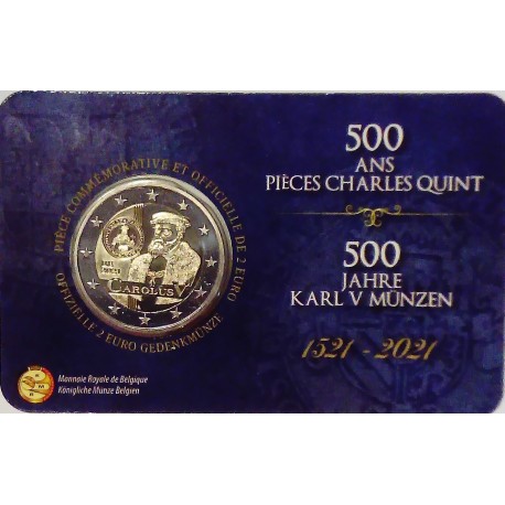 BELGIEN - 2 EURO 2021 - CHARLES V - Coincard