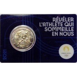 FRANCE - 2 EURO 2021 - OLYMPIC GAMES 2024 - BLUE COINCARD