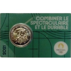 FRANCE - 2 EURO 2021 - OLYMPIC GAMES 2024 - GREEN COINCARD