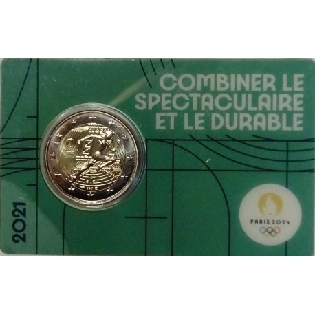 FRANKREICH - 2 EURO 2021 - OLYMPISCHE SPIELE 2024 - GRÜN COINCARD