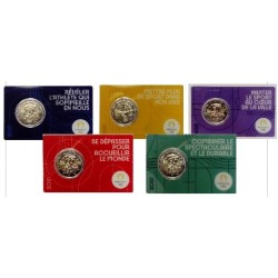 FRANCE - 2 EURO 2021 - OLYMPIC GAMES 2024 - THE COINCARD SERIES OF 5