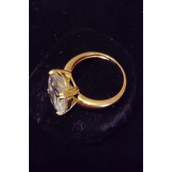 YELLOW GOLD RING - 18 CARATS - ZIRCONIUM OXIDE 16 X 12 MM - SIZE 56
