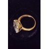 YELLOW GOLD RING - 18 CARATS - ZIRCONIUM OXIDE 16 X 12 MM - SIZE 56