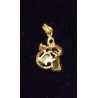 YELLOW GOLD PENDANT - 18 CARATS - 3 SEMI-PRECIOUS STONES CABOCHON CUT (5 X 3.5 MM)