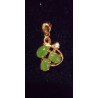 YELLOW GOLD PENDANT - 18 CARATS - 3 SEMI-PRECIOUS STONES CABOCHON CUT (5 X 3.5 MM)