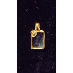 YELLOW GOLD PENDANT - 18 CARATS - AQUAMARINE OF 8 X 6 MM