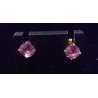 EARRINGS 18 CARAT YELLOW GOLD DECORATED WITH AMETHYST 7 MM IN DIAMETER