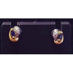 EARRINGS YELLOW AND WHITE GOLD 18 CARATS ADORNED WITH SAPPHIRE