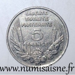 FRANCE - KM 887 - 5 FRANCS 1933 TYPE L. BAZOR - VARIETY 'L' FAR