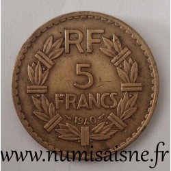 FRANCE - KM 888 - 5 FRANCS 1940 - TYPE LAVRILLIER BRONZE ALU