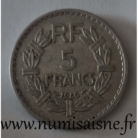 FRANCE - KM 888 - 5 FRANCS 1946 B - Beaumont le Roger - TYPE LAVRILLIER