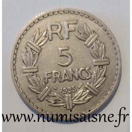 FRANCE - KM 888 - 5 FRANCS 1935 - TYPE LAVRILLIER