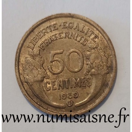 FRANCE - KM 894 - 50 CENTIMES 1939 B - Bruxelles - TYPE MORLON