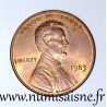 ÉTATS UNIS - KM 201a - 1 CENT 1983 - Philadelphie - LINCOLN MEMORIAL PENNY