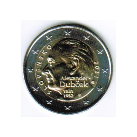 SLOVAKIA - 2 EURO 2021 - 100 YEARS OF THE BIRTH OF ALEXANDRE DUBCEK