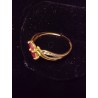 YELLOW GOLD RING - 18 CARATS - ADORNED WITH 2 SHUTTLE RUBIES OF 3.5 MM EACH - SIZE