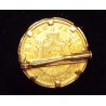 YELLOW GOLD BROOCH - 18 CARATS - COIN HOLDER WITH 10 FRANCS GOLD NAPOLEON III HEAD LAUREE