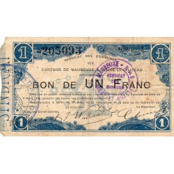 Komitat 59 - MAUBEUGE - SOLRE-LE-CHATEAU - BON DE 1 FRANC - 11/03/1915