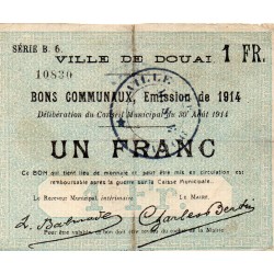 County 59 - DOUAI - BON DE 1 FRANC - 30/08/1914
