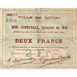 County 59 - DOUAI - BON DE 2 FRANCS - 30/08/1914