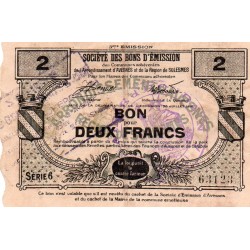 59 - AVESNES - BON POUR DEUX FRANCS - 30/07/1916