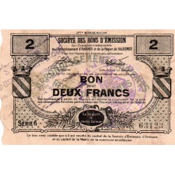 County 59 - AVESNES - BON POUR DEUX FRANCS - 30/07/1916