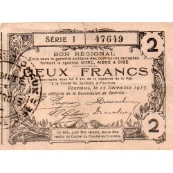 County 59 - FOURMIES - BON DE DEUX FRANCS - 12/12/1917