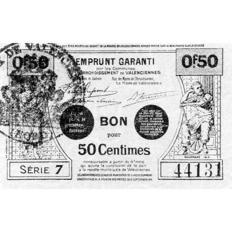County 59 - VALENCIENNES - 50 CENTIMES - 11/1915