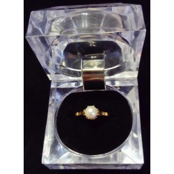 RING IN YELLOW GOLD - 18 CARATS - PEARL OF 5 MM DIAMETER - SIZE 53