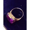 YELLOW GOLD RING - 18 CARATS - AMETHYST OF 16 X 12 MM - SIZE 58