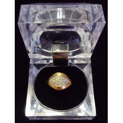 RING IN YELLOW GOLD - 18 CARATS - DECORATED WITH 25 GLOSSES OF 0.01 CARAT EACH - SIZE 55