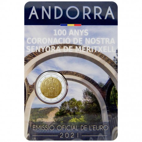 ANDORRA - 2 EURO 2021 - 100 YEARS OF THE CORONATION OF OUR LADY OF MERIXTELL - COINCARD