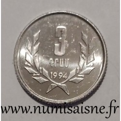 ARMENIEN - KM 55 - 3 DRAM 1994 - Schild, Löwe und Adler