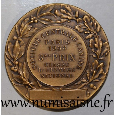 MEDAL - 75 - PARIS - CENTRALE CANINE SOCIETY - 1933 - 3rd prize