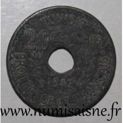 TUNESIEN - KM 268 - 20 CENTIMES 1942 - Ahmad Pascha - Französisches Protektorat