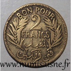 TUNISIA - KM 248 - 2 FRANCS 1924 - AH 1343