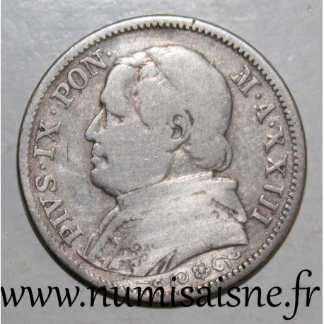 VATICAN - KM 1378 - 1 LIRE 1868 R - AN XXIII - Pope Pius IX