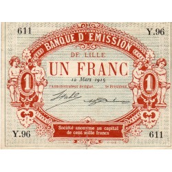 COUNTY 59 - LILLE - EMISSION BANK - 1 FRANC - 12/03/1915