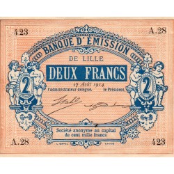 KOMITAT 59 - LILLE - EMISSIONSBANK - 2 FRANCS - 17/08/1914