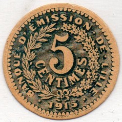 59 - LILLE - BANQUE D'EMISSION - 5 CENTIMES - 1915