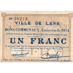 KOMITAT 62 - LENS - 1 FRANC - 14/11/1914