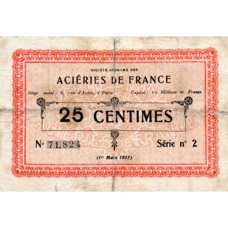 62 - ISBERGUES - 25 CENTIMES - 01/03/1917