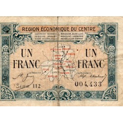 REGION ECONOMIQUE DU CENTRE - 1 FRANC - 01/08/1924