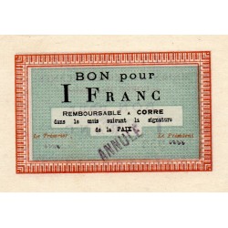 70 - CORRE - BON POUR 1 FRANC - ANNULE