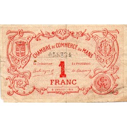 72 - MANS - 1 FRANC  - 06/07/1915 - CHAMBRE DE COMMERCE